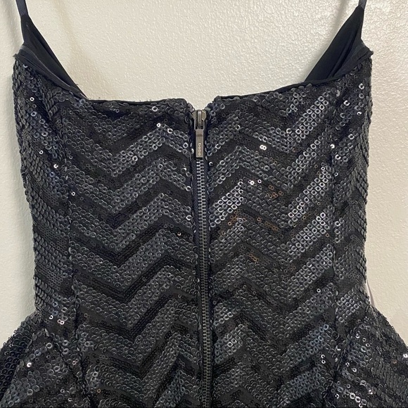 Bebe Dress Women’s Small Black Wonderland Strapless Peplum Sequin Cocktail Dress - Picture 5 of 14